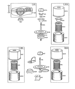 Air Cleaner Groups Diagram and Parts List for 130202-1820-XX  Briggs and Stratton Engine